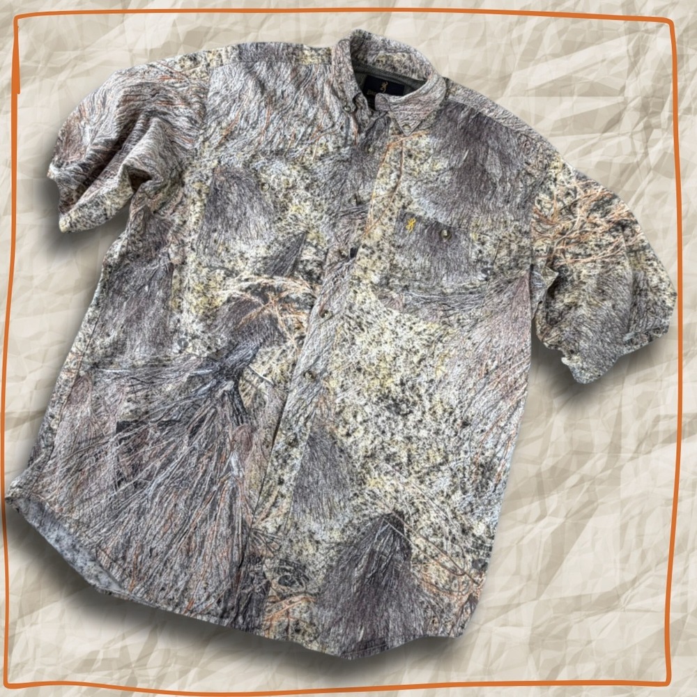 Y2K Realtree Camo Hunting Shirt Mens M Browning Button Up Outdoors Ranchcore Bro